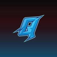 q logo esport gaming eerste met blauw licht kleur ontwerp vector sjabloon