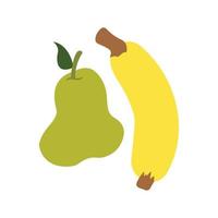 guava en banaan, vergezeld door een vlak illustratie vector