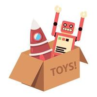 speelgoed kartonnen doos vector