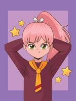 grappig anime meisje vector