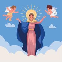 veronderstelling van Maria en engelen vector