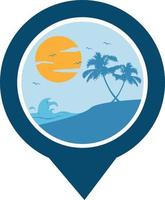GPS kaart wijzer icoon strand logo vector beeld