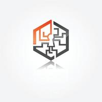 zeshoek vorm veiligheid tech logo ontwerp vector beeld sjabloon