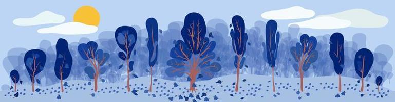 abstract herfst bomen achtergrond vector illustratie in blauw kleuren