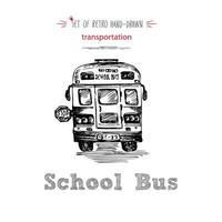 hand- getrokken school- bus symbool Aan wit achtergrond. met tekst school- bus. wijnoogst achtergrond. mooi zo idee voor schoolbord ontwerp vector