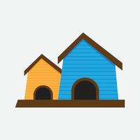 barkitectuur tekenfilm hond huis, hout vogel, huisdier huis illustratie. hond huis vlak icoon. geïsoleerd, gemakkelijk stijl vector