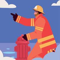 brandweerman met hydrant vector