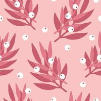 hand- getrokken bladeren patroon in roze tonen vector