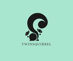 dier pictogram tweeling eekhoorn logo ontwerp vector illustratie