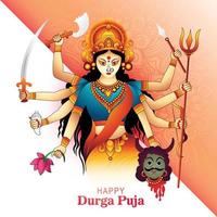 durga puja festival groet kaart achtergrond vector