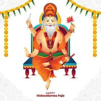 Hindoe god gelukkig vishwakarma puja viering kaart achtergrond vector