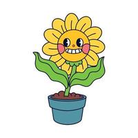 cartoon bloem in pot vector