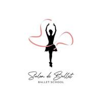 ballet danser silhouet met linten en rokken logo ontwerp sjabloon vector