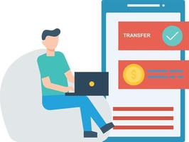 jongen transfers geld online. vector