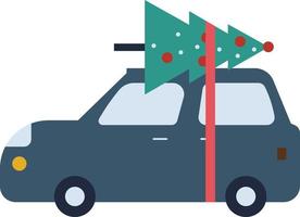 een Kerstmis boom is gebonden naar de dak van de auto. vector