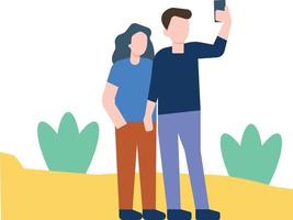 het paar maakt een selfie. vector