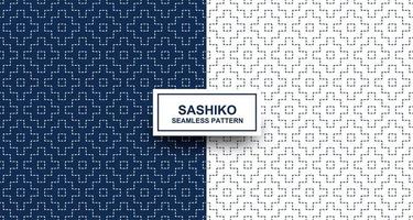 indigo en wit sashiko naadloos patroon vector
