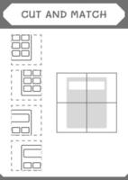 knip en match delen van rekenmachine, spel voor kinderen. vectorillustratie, afdrukbaar werkblad vector