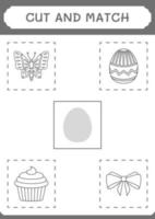 knip en match delen van paasei, spel voor kinderen. vectorillustratie, afdrukbaar werkblad vector