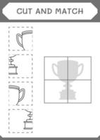 knip en match delen van trofee, spel voor kinderen. vectorillustratie, afdrukbaar werkblad vector