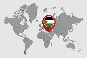 speldkaart met de vlag van Palestina op de wereldkaart. vectorillustratie.