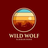 wild wolf wijnoogst logo voorraad vector