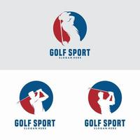 reeks van golf sport silhouet logo ontwerp sjabloon vector