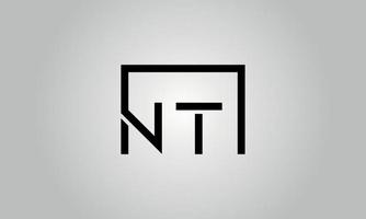 brief nt logo ontwerp. nt logo met plein vorm in zwart kleuren vector vrij vector sjabloon.