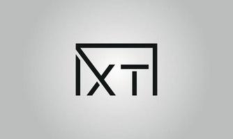 brief xt logo ontwerp. xt logo met plein vorm in zwart kleuren vector vrij vector sjabloon.