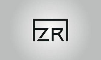 brief zr logo ontwerp. zr logo met plein vorm in zwart kleuren vector vrij vector sjabloon.