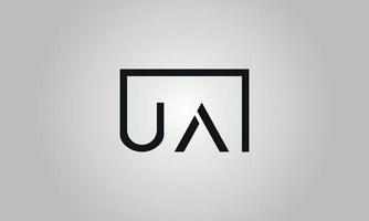 brief ua logo ontwerp. ua logo met plein vorm in zwart kleuren vector vrij vector sjabloon.