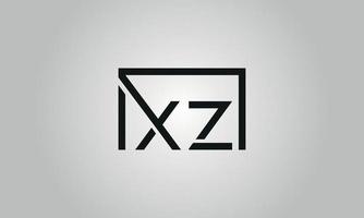 brief xz logo ontwerp. xz logo met plein vorm in zwart kleuren vector vrij vector sjabloon.