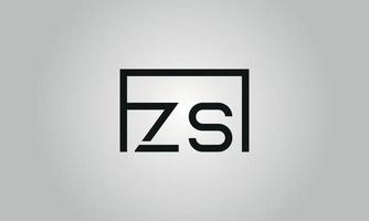 brief zs logo ontwerp. zs logo met plein vorm in zwart kleuren vector vrij vector sjabloon.