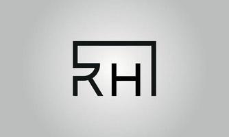 brief rh logo ontwerp. rh logo met plein vorm in zwart kleuren vector vrij vector sjabloon.