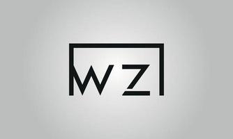 brief wz logo ontwerp. wz logo met plein vorm in zwart kleuren vector vrij vector sjabloon.