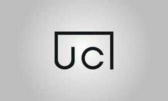 brief uc logo ontwerp. uc logo met plein vorm in zwart kleuren vector vrij vector sjabloon.