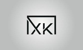 brief xk logo ontwerp. xk logo met plein vorm in zwart kleuren vector vrij vector sjabloon.