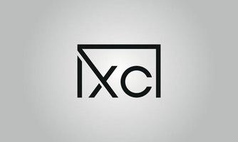 brief xc logo ontwerp. xc logo met plein vorm in zwart kleuren vector vrij vector sjabloon.