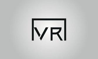 brief vr logo ontwerp. vr logo met plein vorm in zwart kleuren vector vrij vector sjabloon.