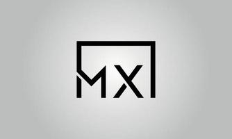 brief mx logo ontwerp. mx logo met plein vorm in zwart kleuren vector vrij vector sjabloon.