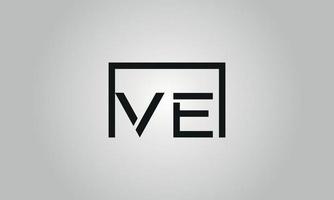 brief ve logo ontwerp. ve logo met plein vorm in zwart kleuren vector vrij vector sjabloon.