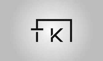 brief tk logo ontwerp. tk logo met plein vorm in zwart kleuren vector vrij vector sjabloon.