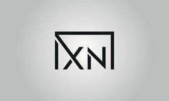 brief xn logo ontwerp. xn logo met plein vorm in zwart kleuren vector vrij vector sjabloon.