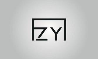 brief zy logo ontwerp. zy logo met plein vorm in zwart kleuren vector vrij vector sjabloon.