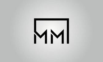 brief mm logo ontwerp. mm logo met plein vorm in zwart kleuren vector vrij vector sjabloon.