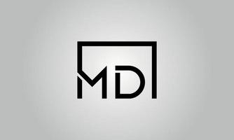 brief md logo ontwerp. md logo met plein vorm in zwart kleuren vector vrij vector sjabloon.