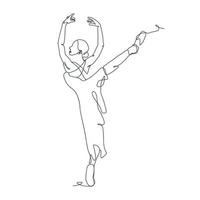 doorlopend lijn tekening illustratie van ballet danser vector