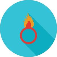 Gevaar van vlam vlak lang schaduw icoon vector