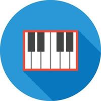 piano toetsenbord vlak lang schaduw icoon vector