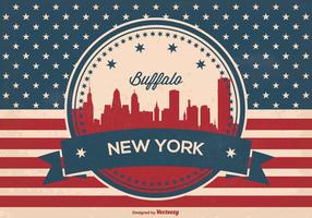 Retro buffalo new york skyline vector